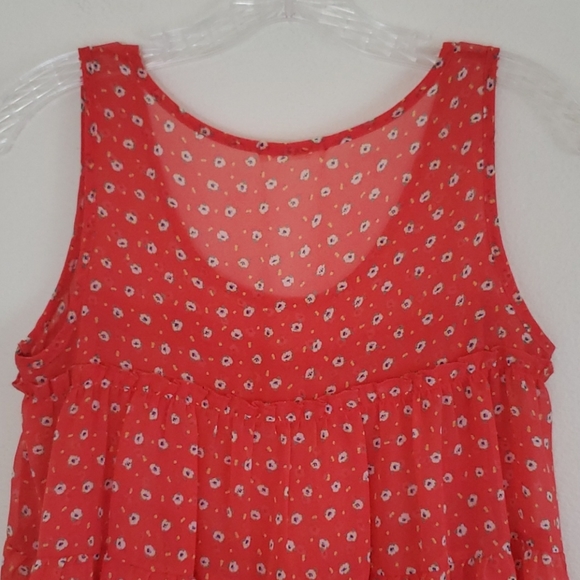 Soprano Orange Print Sleeveless Peasant Top S - Picture 7 of 7